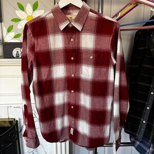 Hollister Mens Button Up Red & White Plaid Long Sleeve Shirt Size Medium